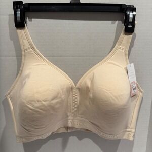 NWT Cacique Bra 36DDD Wireless Lightly Lined Front Close Beige Comfort